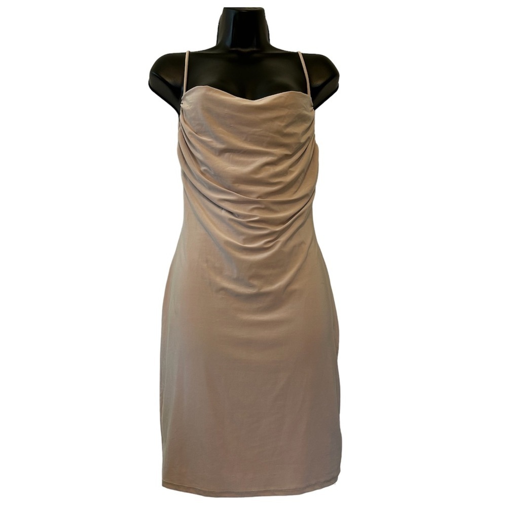 NWT Saints 21 Cream Brown Backless Sleeveless Bodycon Sexy Mini Dress